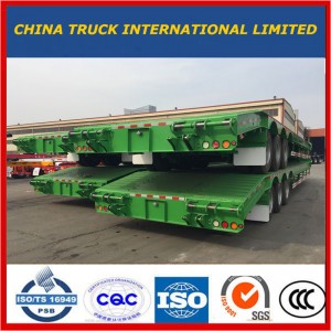 Vihreä 3-akselinen kaivinkoneen kuljetus Gooseneck Lowboy Low Bed Lowbed Semi Trailer